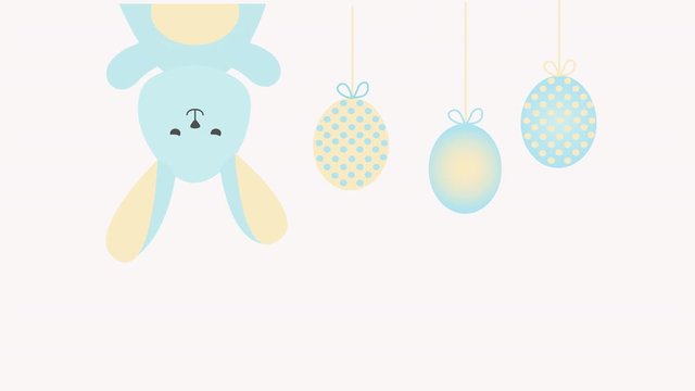 Cute Easter bunny and eggs cartoon. Animation with alpha channel, transparent background can be used as overlay.  4k prores 4444.