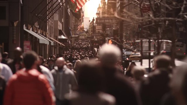 Anonymous crowd walking in New York City. Busy Manhattan street, full of tourist and business people. More options in my portfolio.