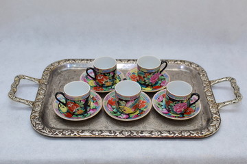 Mock up / design set of elegant and traditional colorful coffee cup & Tea cup on cup's plate ,...