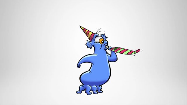 Happy monster celebrating. Birthday. Luma Matte. Classic animated monster celebrating. More options in my portfolio. 
