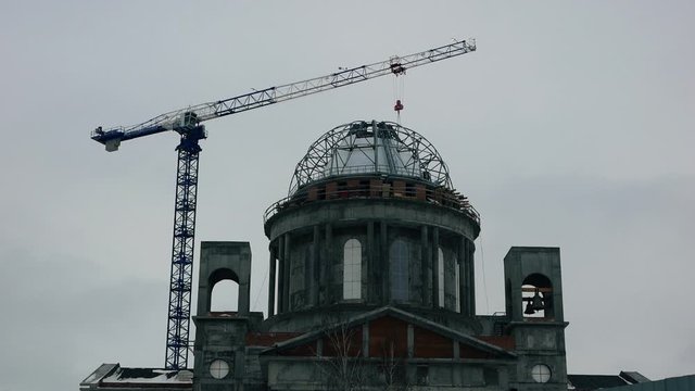 The construction of the temple Russia. Construction of the Cathedral Russia, Chelyabinsk Salavat Yulaev Street
