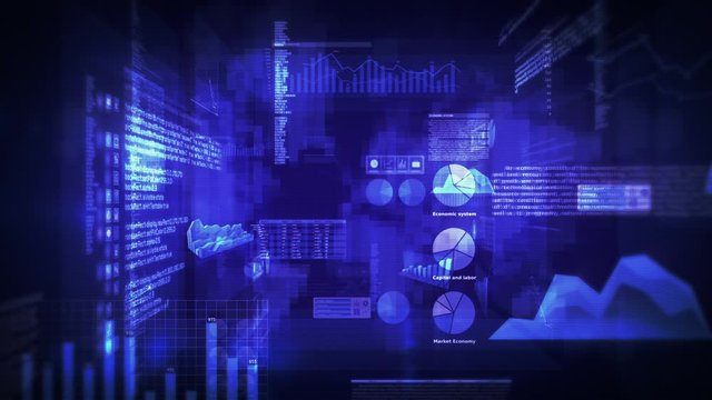 Financial data and charts. Dolly in. Loop able. Blue-Cyan. 2 videos in 1 file. Financial data and charts showing increasing profits. More color options in my portfolio.