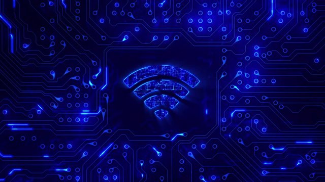 Wifi sign inside a circuit board. Technology. Internet. Loopable. Blue. 2 in 1. More options in my portfolio. 