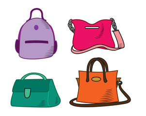colorful hand bag design collection hand drawn sketch 