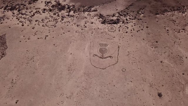 4K aerial drone video of Regimental Badges National Monument, made by soldiers of Second Durban Light Infantry and Transvaal Scottish Regiment during WW1 in German South-West Africa, presently Namibia