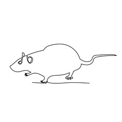 isolated, continuous single line drawing, mouse