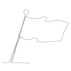 isolated, continuous single line drawing, flag
