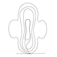 vector, isolated, continuous single line drawing, feminine pad