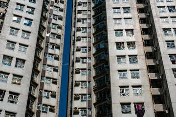 Fototapeta premium residential building facade, real estate exterior, HongKong