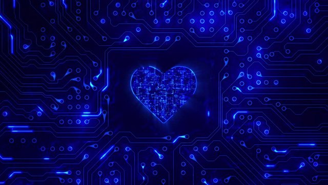 Heart with circuit board. Technology. Loopable. Blue. More color options in my portfolio. 