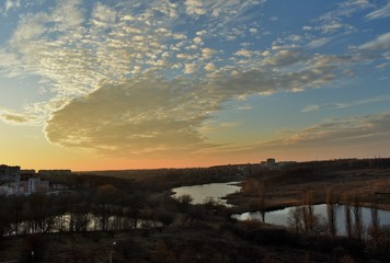 sunset over lake