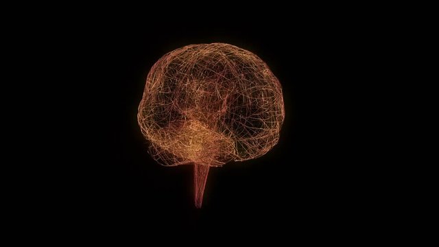 Wired human brain with electric impulses flashing. Synapsis. Loopable.  2 in 1. Red and blue. Biology Background. More options in my portfolio. 