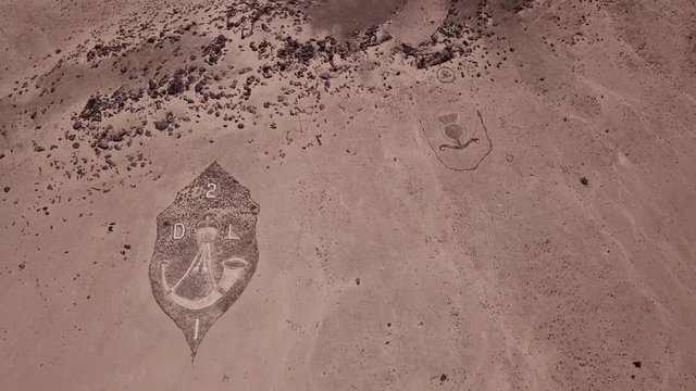 4K aerial drone video of Regimental Badges National Monument, made by soldiers of Second Durban Light Infantry and Transvaal Scottish Regiment during WW1 in German South-West Africa, presently Namibia