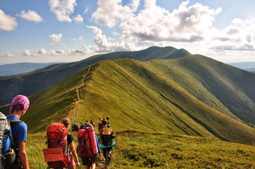 hiking in the mountains
