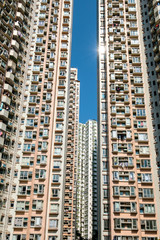 Fototapeta na wymiar residential skyscraper building, real estate exterior, HongKong