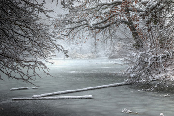 Zugefrorener See im Winter