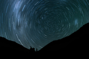  starry night with the rotation of the earth