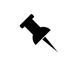 Pin Icon vector Illustration. Flat simple black sign on white background