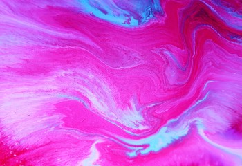 Bright abstract marble lilac-pink background. Acrylic paint flows freely and creates an interesting...