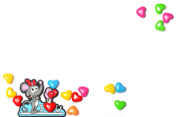 background with a mouse for Valentine's Day greetings