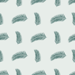 Fototapeta na wymiar Subtle Green abstract fern leaves seamless vector background. Hand drawn leaf nature pattern. Repeating foliage backdrop. Use for fabric, surface pattern design, wallpaper, wrapping