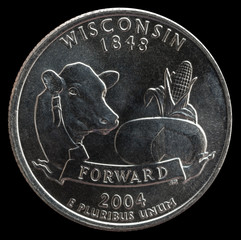 Coin 25 US cents. States and territories. Wisconsin