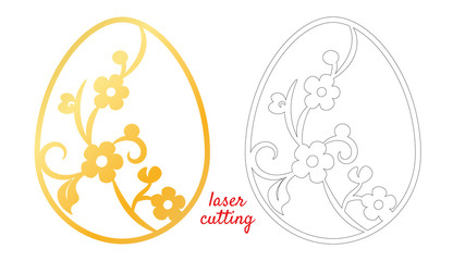 Laser cut for print design. Seasonal nature background. Cute vector illustration. Happy easter vector egg. Easter holiday symbol. Ornament decoration. Holiday decoration. Laser cut template