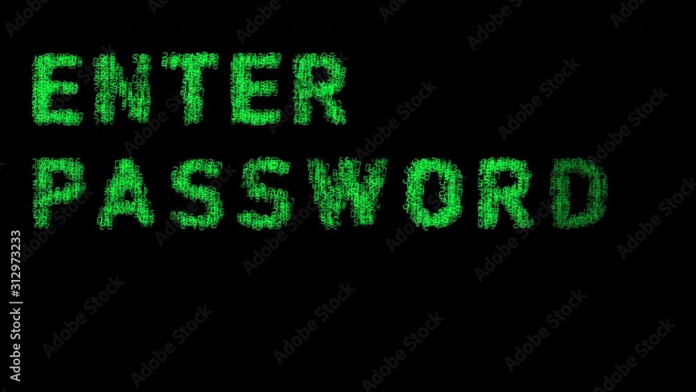 Poster animation of the computer and technology words enter password