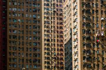 Fototapeta na wymiar residential building facade, real estate exterior, HongKong