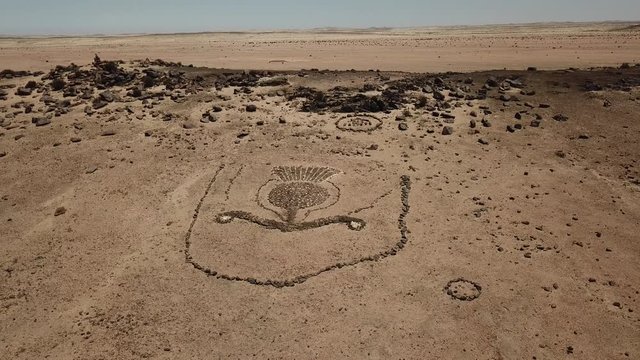 4K aerial drone video of Regimental Badges National Monument, made by soldiers of Second Durban Light Infantry and Transvaal Scottish Regiment during WW1 in German South-West Africa, presently Namibia