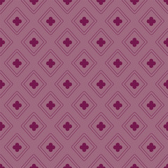 Simple editable diamond clover vector seamless repeat pattern. Versatile hand drawn pattern shown in berry red but color is editable. Perfect for packaging, backgrounds, wallpaper, textile and more.