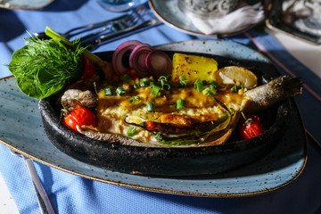 photo taken of beautiful and yummy cooked white fish at restaurant