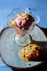 strawberry ice cream in glass