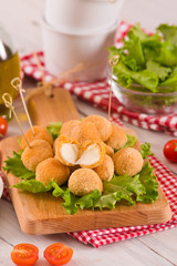Fried Mozzarella cheese balls.