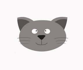 Fototapeta na wymiar Face of a gray cat on a white background, vector illustration