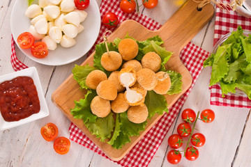 Fried Mozzarella cheese balls.