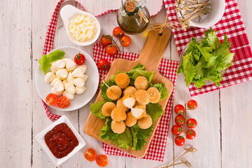 Fried Mozzarella cheese balls.