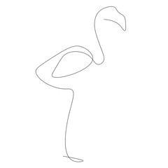Flamingo line drawing vector illustration