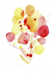Bright watercolor spots, red and yellow, watercolor texture