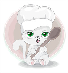 cook cat with spoon
