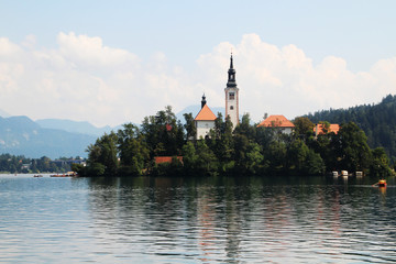 Lake Bled, view from the embankment, Slovenia