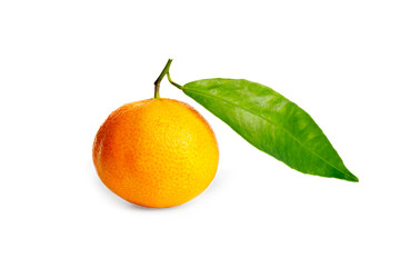 Fresh ripe juicy tangerine isolated on white