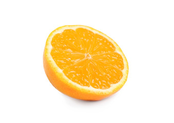 Fototapeta na wymiar Cut fresh juicy tangerine isolated on white