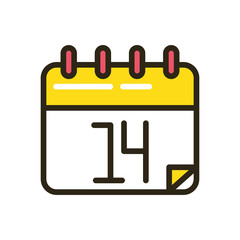 happy valentines day calendar with 14 date