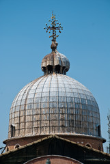 Fototapeta na wymiar Venice, Italy: The Patriarchal Cathedral Basilica of Saint Mark, close-up of the dome
