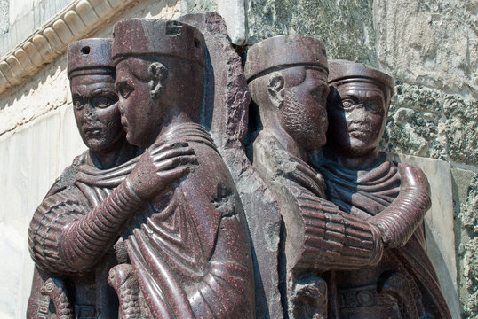 Venice, Italy: The four Tetrarchs statue at the entrance of the Doge's Palace