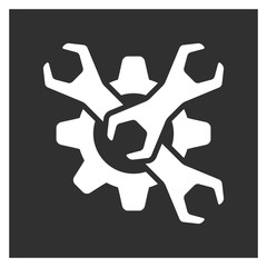 Wrench and gear symbol. Repair service logo template.