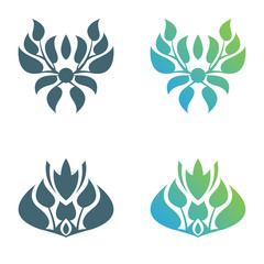 Set of abstract foliate decorations. Foliage vector symbol.