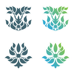 Fototapeta na wymiar Set of abstract foliate decorations. Foliage vector symbol.