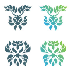 Set of abstract foliate decorations. Foliage vector symbol.